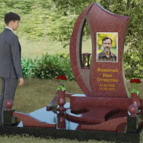 Гранитный вертикальный светский памятник - П078