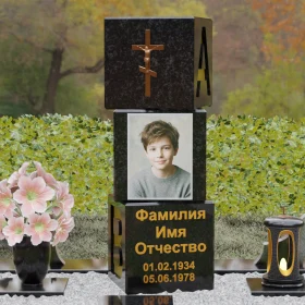 Православный вертикальный памятник П142 из гранита - П142