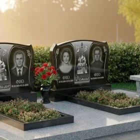 Гранитный православный памятник на двоих - ПН071