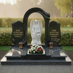 Элитный памятник из гранита и мрамора на двоих - ПН161
