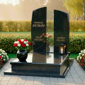 Памятник из гранита и стекла католический - ПН237