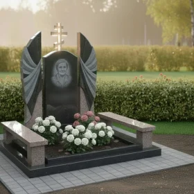 Элитный Гранитный Православный мемориальный комплекс с крестом - ПН282
