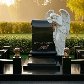 Элитный Гранитный или мраморный памятник с крестом - ПН393