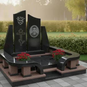 Элитный Православный вертикальный памятник из гранита - ПН397