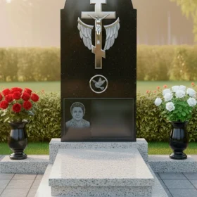 Гранитный мемориальный комплекс горизонтальный для двоих - ПН415