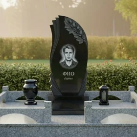 Вертикальный гранитный памятник светский для мемориального комплекса - ПН443