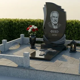 Гранитный мемориальный комплекс с крестом для православных - ПН463