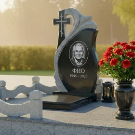 Элитный православный вертикальный памятник с крестом - ПН478