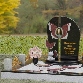 Гранитный вертикальный светский памятник на одного - П238