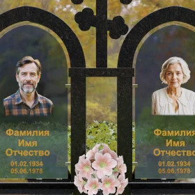 Православный комбинированный памятник с крестом - П244