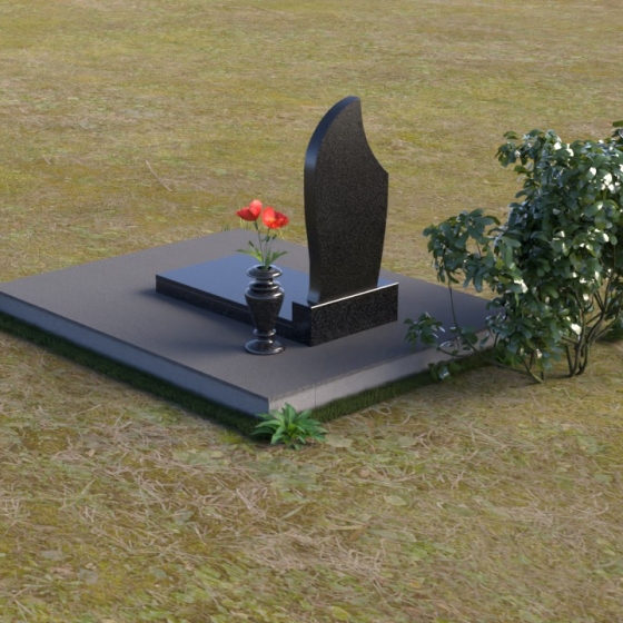 Памятник-стела с асимметричной линией из гранита, гранит Габбро-диабаз, вид 4