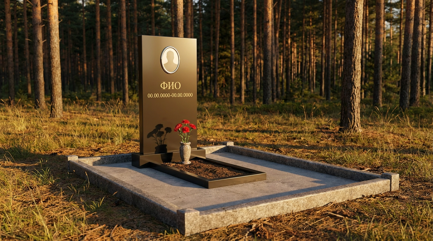 Пример дизайна: Памятник из полимера с цветами