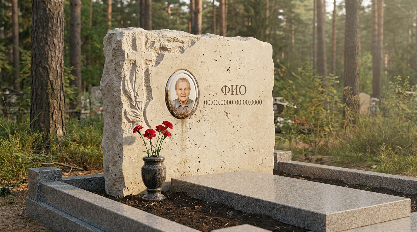 Пример дизайна: Памятник из известняка в форме скалы с пейзажем