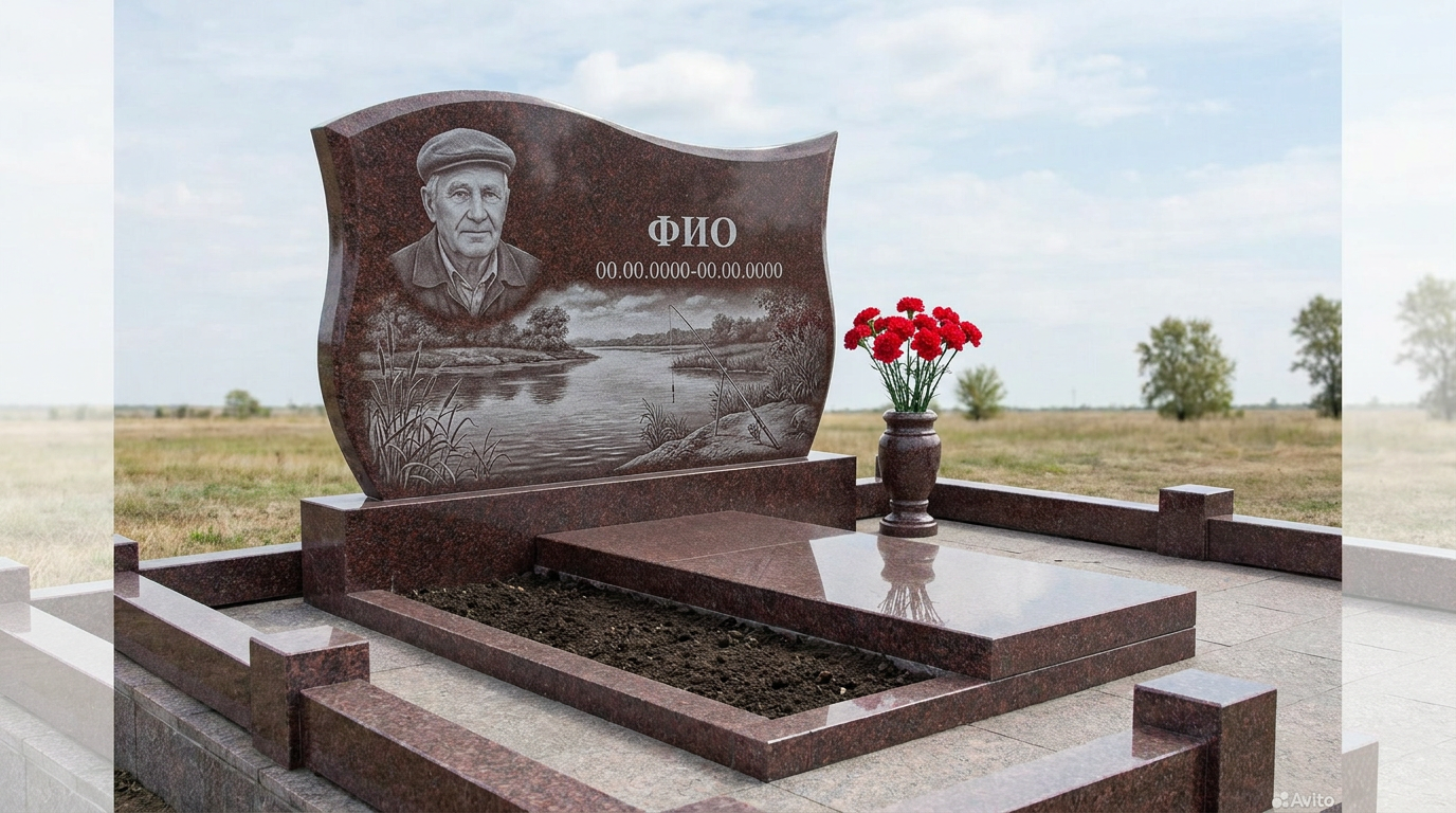 Пример дизайна: Гранитный памятник рыбаку с поплавком
