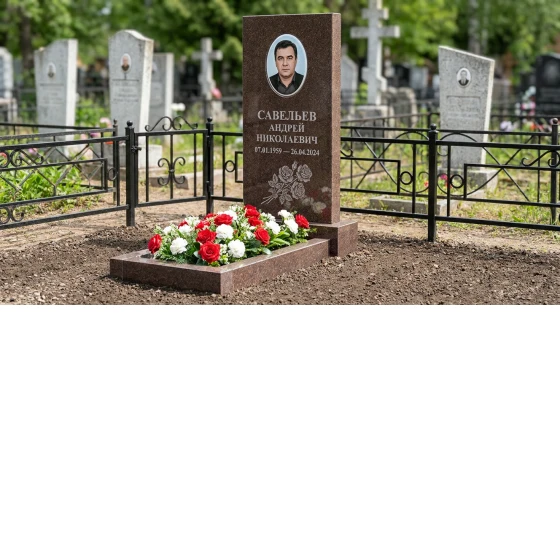 Памятник с розой из дымовского гранита