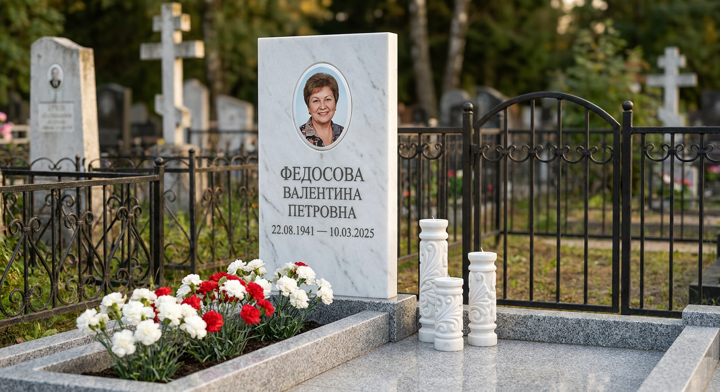 Пример дизайна: Мемориал с тремя свечами из белого мрамора