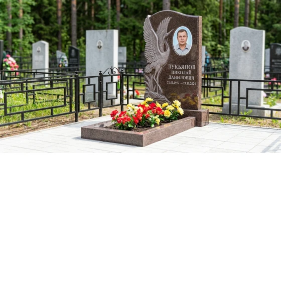 Памятник с журавлем и распростертыми крыльями из дымовского гранита