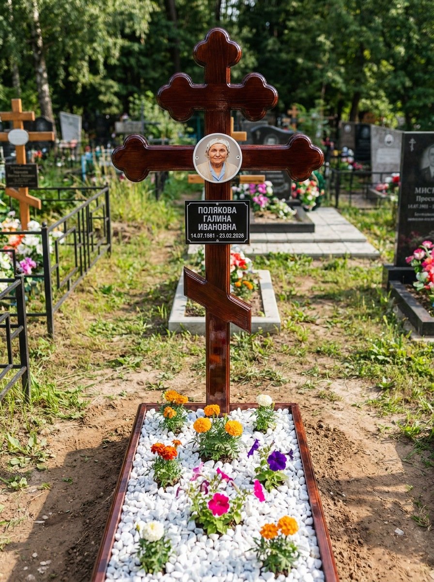 Портрет на памятнике в Нижнем Новгороде — Цветной портрет на овале 130×180 мм — на деревянный крест