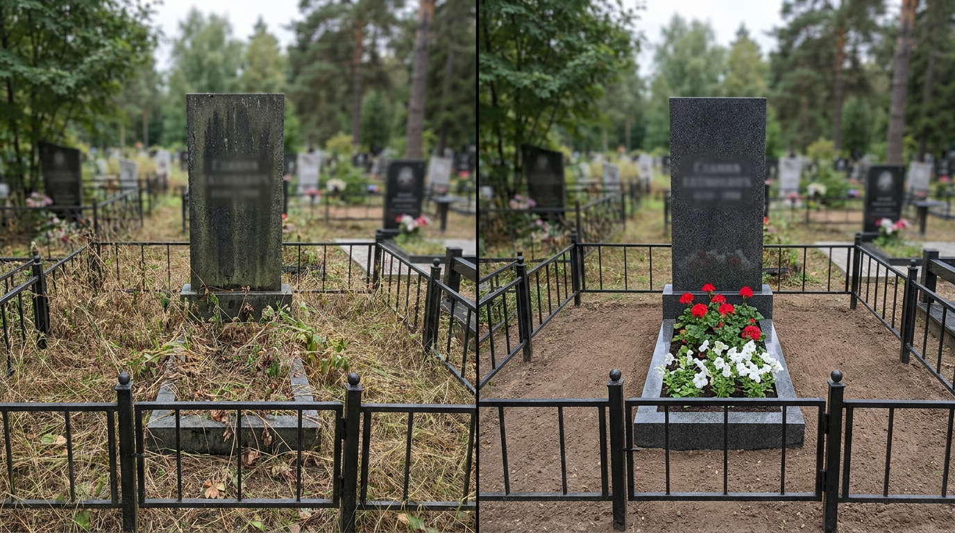 Уборка могилы в Нижнем Новгороде — пример 1