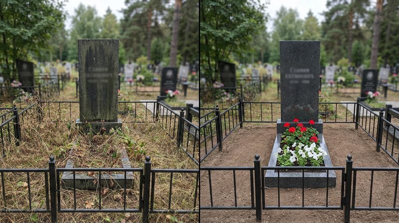 Уборка могилы в Нижнем Новгороде — пример 1
